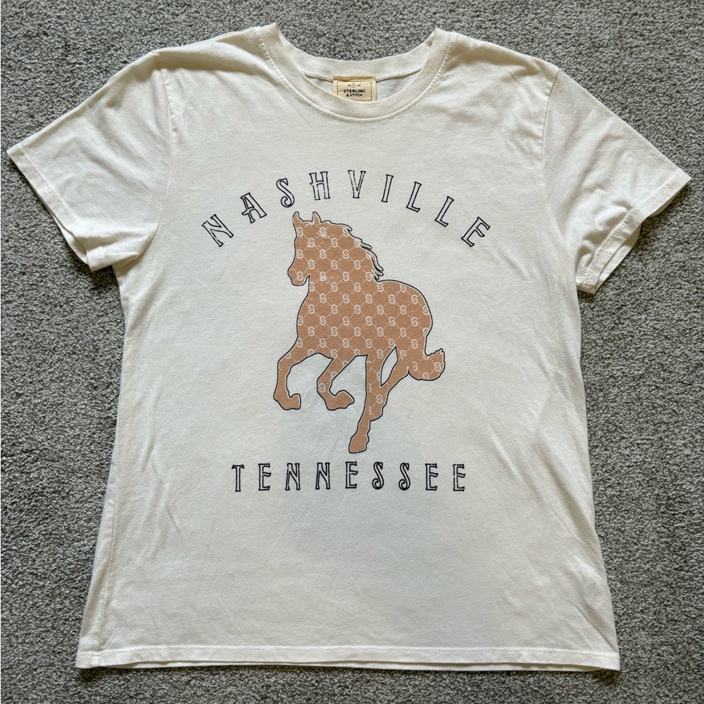 Sterling & Stitch Nashville Women's Cream Western Graphic Tee